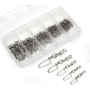 110 count Stainless Steel Barrel Snap Swivel Fishing Accessories,  Fishing Gear Equipment with Ball Bearing Swivels Snaps Connector for Quick Connect Fishing Lures