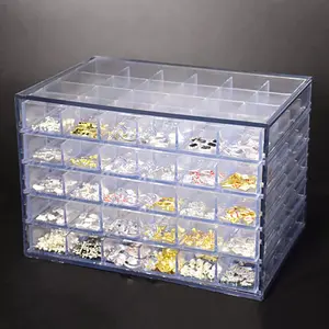 120-cell transparent acrylic jewelry storage box with 5 drawers – transparent nail art and accessory storage box, suitable for earrings, rings, necklaces, trinkets, jewelry boxes, jewelry boxes