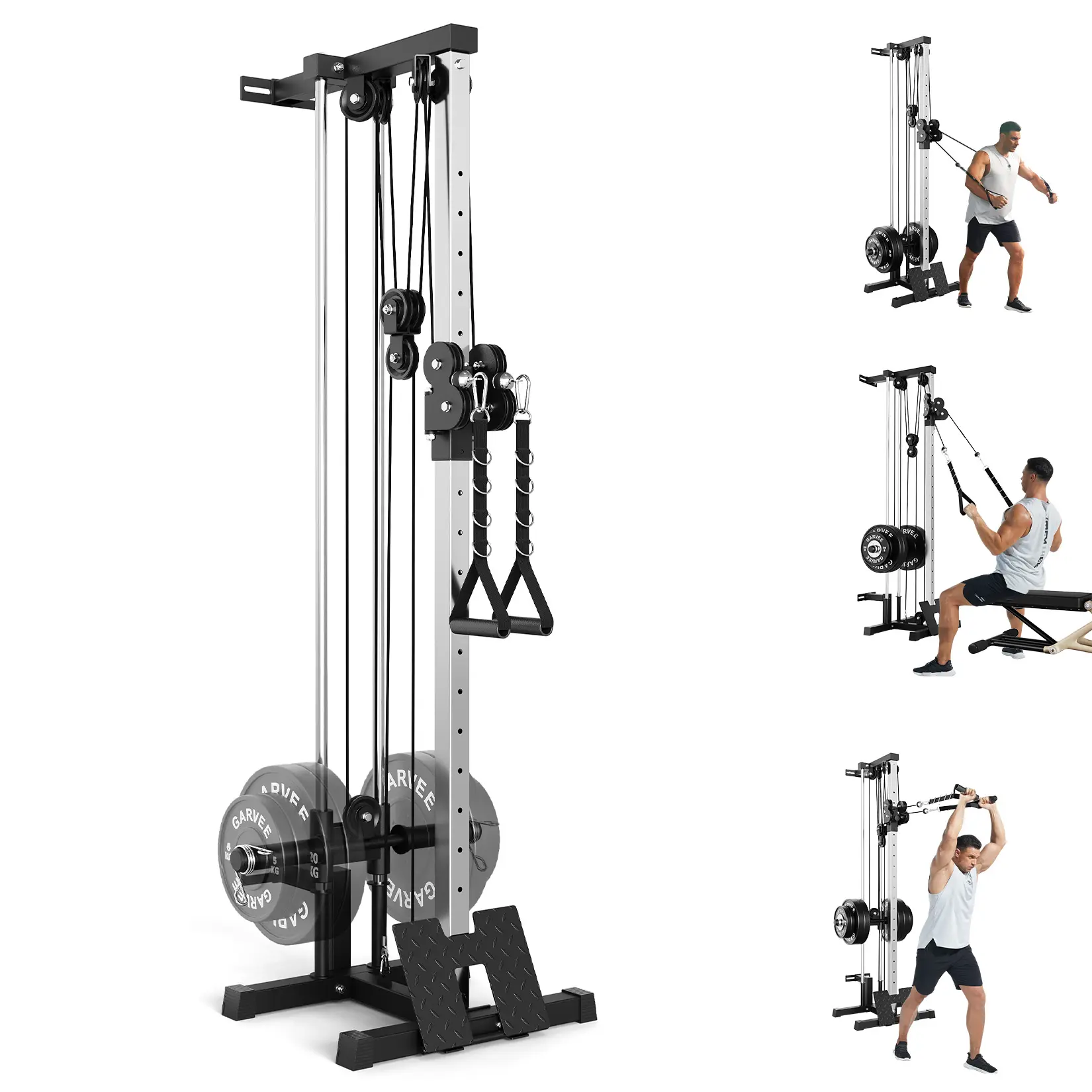 Dual Pulley Wall Mount Cable Station - 18 Adjustable Positions, Lat Pulldown & Cable Crossover Machine for Strength Training, Versatile Home and Garage Gym Equipment, Ideal for Back & Full Body Workouts