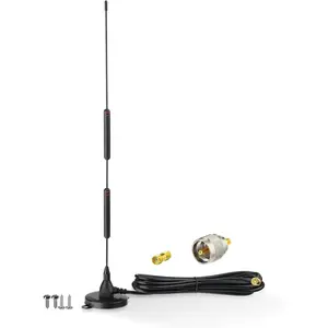 Car Mobile Ham Radio Antenna VHF UHF Dual Band Antenna 136-174MHz 400-470MHz, Base with PL259 Male & SMA Female Adapter for BTECH Yaesu Anytone GMRS Amateur Radios