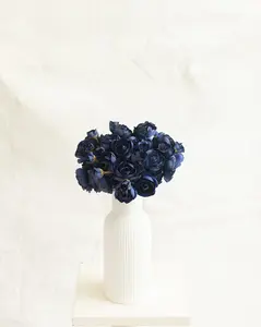 10'' Navy Blue Rose Bundle – Faux Flower Stems Perfect For DIY Wedding Bouquet, Wreath, Silk Ranunculus Centerpiece, Crafts & Arrangements