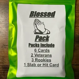 Blessed Pack Green Bubble Mailer - Includes 5 Cards 2 Rookies 2 Veterans 1 Autograph or Memorabilia