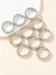 10pcs Light Gold/silver Color 38mm O-Ring Round Climbing Buckle, Durable Multi-Functional Keychain Accessory, Outdoor Adventure & Daily Use