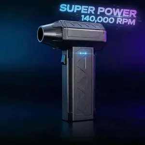 Powerful Turbo Fan 140,000 RPM Mini Portable Jet Fan Compressed Air Duster Keyboard Cleaner Type-C Rechargeable Handheld Blower for Cars PCs Snow Removal
