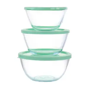 Martha Stewart 6-Piece Glass Prep Bowl Set with Plastic Lids