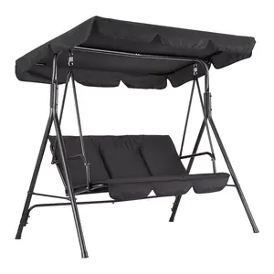 3-Seat Outdoor Swing Chair - Heavy-Duty Steel Frame with Adjustable Canopy, Thick Waterproof Cushions, Weather-Resistant Patio Glider Bench for Backyard, Porch, Lawn, Garden