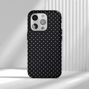 [Must-Have]Black & Lavender Polka Dot Phone Case - Minimalist Retro Cover With IPhone 17 16 15 14 13 12 Air Pro Max Samsung S25 S24 S22 Ultra