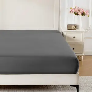 Dark Grey King Fitted Sheet, Soft and Breathable for Sleeping, Cooling Fitted Sheet with 16" Deep Pocket, 1pack (Dark Grey, King)