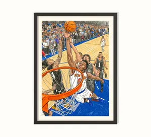 [Up to 65% Off][Free Shipping][No Frame] New York Basketball OG Anunoby With The Putback Jalen Brunson, Handcrafted, New York Finals Fan Art, New York Sports Decor, Champion