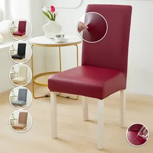 Waterproof PU Leather Chair Cover, High Elasticity Detachable Dining Chair Protector, Dining Chair Slipcover, Home Kitchen Use, 1/2/4/6pcs Optional