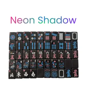 Black Mahjong Tiles - Neon Shadow – American Mahjong Tile Set (166 Tiles)
