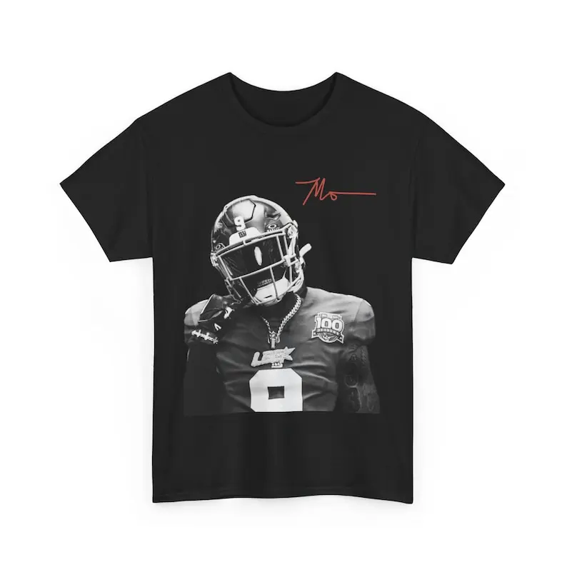 [Sale Up To 50%] Unisex Malik Nabers Football Graphic T-Shirt - 100 Cotton Clothing, Short-Sleeve Round Neck, Classic Fitted Cut, All-Seasons Casual Menswear Top
