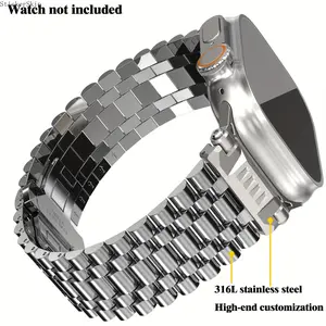 316L Stainless Steel Connector Watch Band, Luxury Metal Replacement Strap, 42-49mm compatible with Apple Watch Ultra 1-3, Series 1-11 SE SE2, premium sturdy wrist accessory for business daily wear and formal occasions