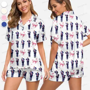 Trump Pajama Set, Trump Premium Satin Pajama, Trump Supporter Sleepwear, Women Lounge Wear, Premium Pajamas, Gift For Her Him