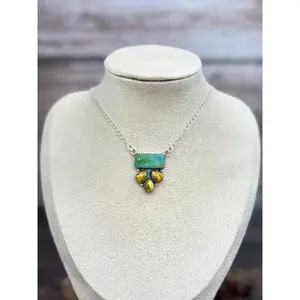 Handmade Sterling Silver Kingman with Honey Dahlia Necklace with Signed Nizhoni
