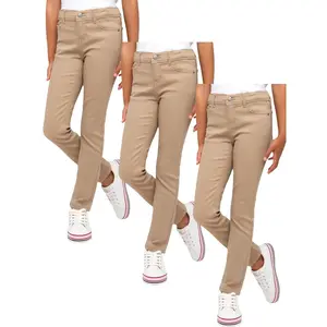 Galaxy Authentic 3-Pack Girl's Super Stretch Pencil Skinny Uniform Pants
