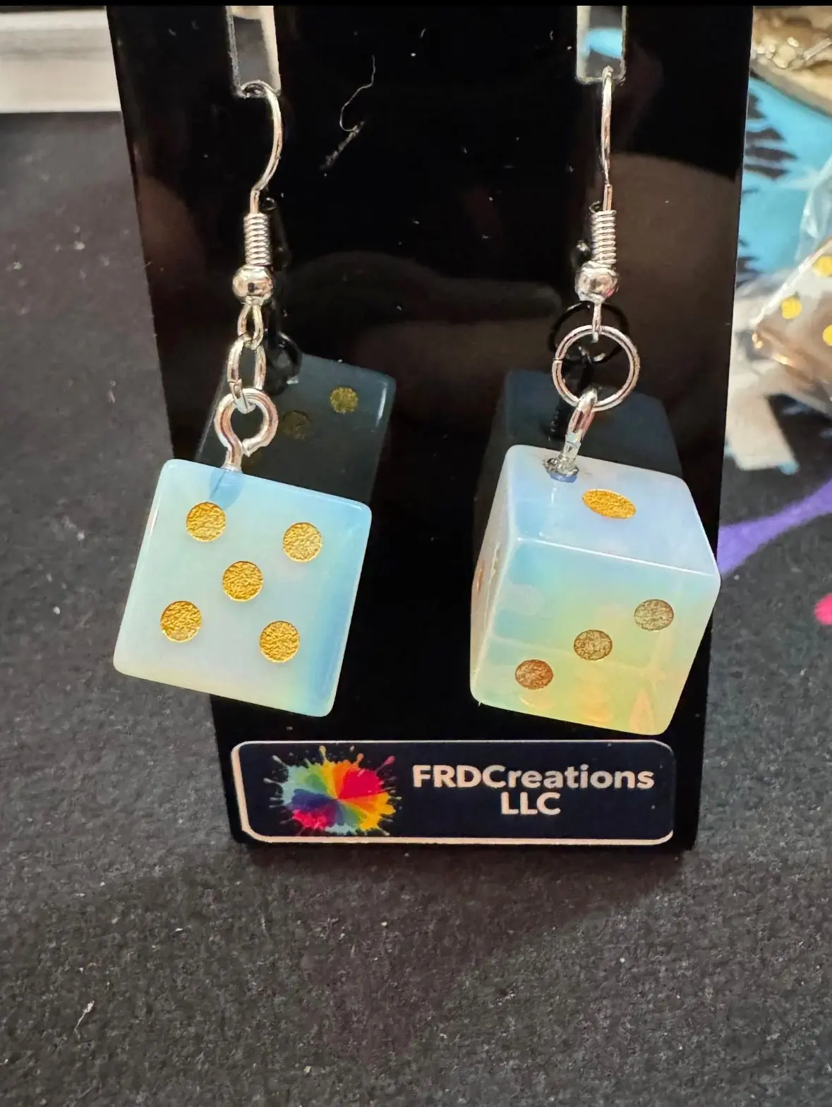 Handmade Opalite Dice Earrings