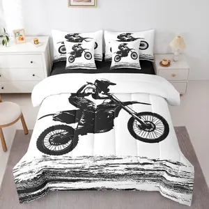 Feelyou Dirt Bike 7-Pieces Bedding Set - Motocross Rider Themed Bed-in-a-Bag with Sheets, Featuring Extreme Sports Racing Motorcycle Design for Convenient In-a-Bag Use, In-A-Bag Convenience