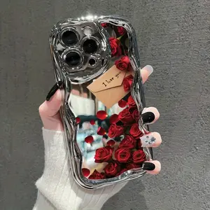 Charming phone case with romantic rose and love letter design, suitable for iPhone 16, 15, 14, 13, 12, and 11 Pro and Pro Max as well as 16 and 15 Plus X Xsmax. This cute and fashionable thick case has shock absorption function and soft protective layer