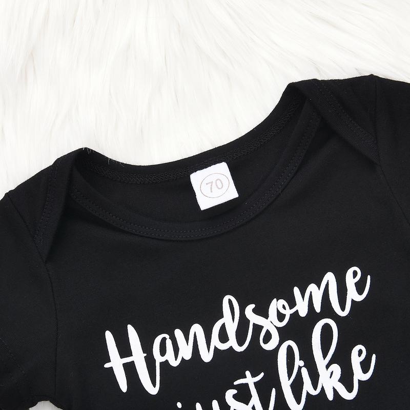 3Pcs Newborn Infant Baby Boy Clothes Bodysuit Short Sleeve Romper +Long Pants+ Beanie Hat Set