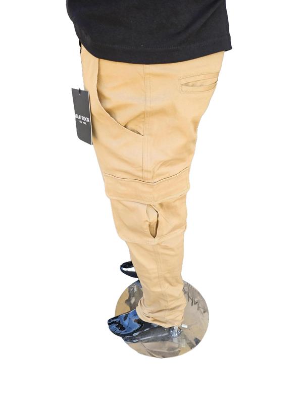 3-Pack Men's Flex-Stretch  one size down for a perfect fit.   Cotton Cargo Pants 31-Inch Inseam  FSH- Comfortable Durable Plain Design in Black Khaki & Navy Blue