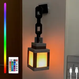 Funny Pixel Night Lamp 16-Color Changing Light USB-C Rechargeable Remote Control Version Four Lighting Modes for Bedroom Gaming Space Halloween Party Decoration Creative Birthday Gifts