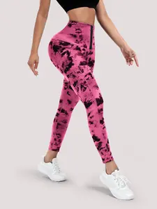 Women's Tie Dye Print High Waist Sports Leggings, Comfy Stretchy Leggings, Casual Comfy Breathable Seamless Skinny Pants for Yoga Gym Workout Running, Ladies Sportswear for All Seasons
