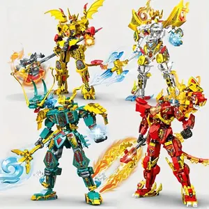 4 Styles Transform Robots Mini Building Blocks, Creative DIY Toys For Boys, Beast Mecha Robots Model Bricks