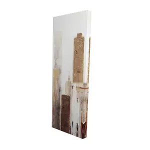 212 MAIN 16x48 in. White Industrial Wall Art - Abstract Earthy Tones City Scene, High-Def Print, Artistic Home Decoration for Living Space, Bedroom