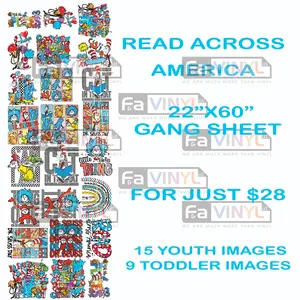 READ ACROSS AMERICA DTF GANG SHEET 22"X60"