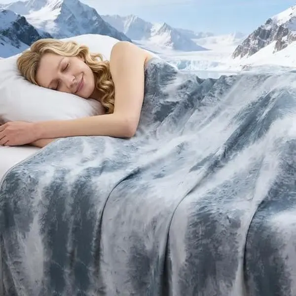Cooling Queen Size Blanket (90"x90"), Ultra-Cool Lightweight Breathable Soft Thin Blanket for Hot Sleepers with Night Sweats, Ideal for Bed & Couch
