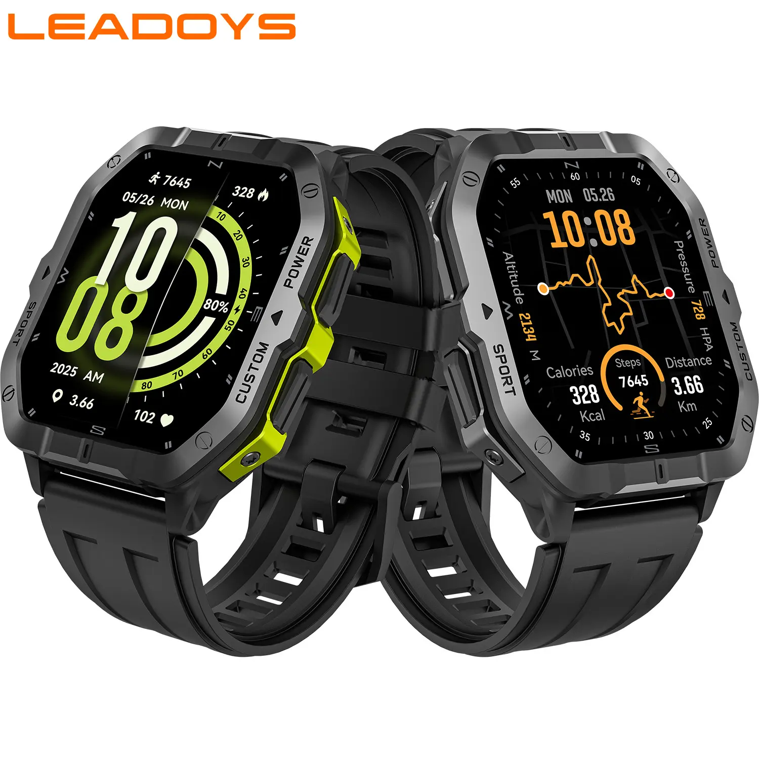 LEADOYS C32PRO GPS Outdoor Smartwatch for Men and Women, 2.02inch Big HD Screen, Precision GPS-GNSS Global Positioning, Military Standard Quality, Bluetooth Wireless Calling, All-day Health & Fitness Tracking, Wearable Wristwatch
