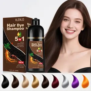 MJDMJD Hair Dye Shampoo 3 in 1, Can cover gray hair, Herbal Ingredients, Contains Ginseng Extract, 15 Mins Haircoloring & Plant Haircare, Natural Shampoo, Long-Lasting Color for Men & Women, Black hairdye, Suitable for All Hair Types, 16.9fl.oz