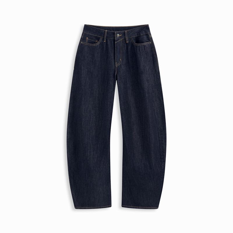Cider Denim Low Rise Solid Pocket Barrel-leg Jeans