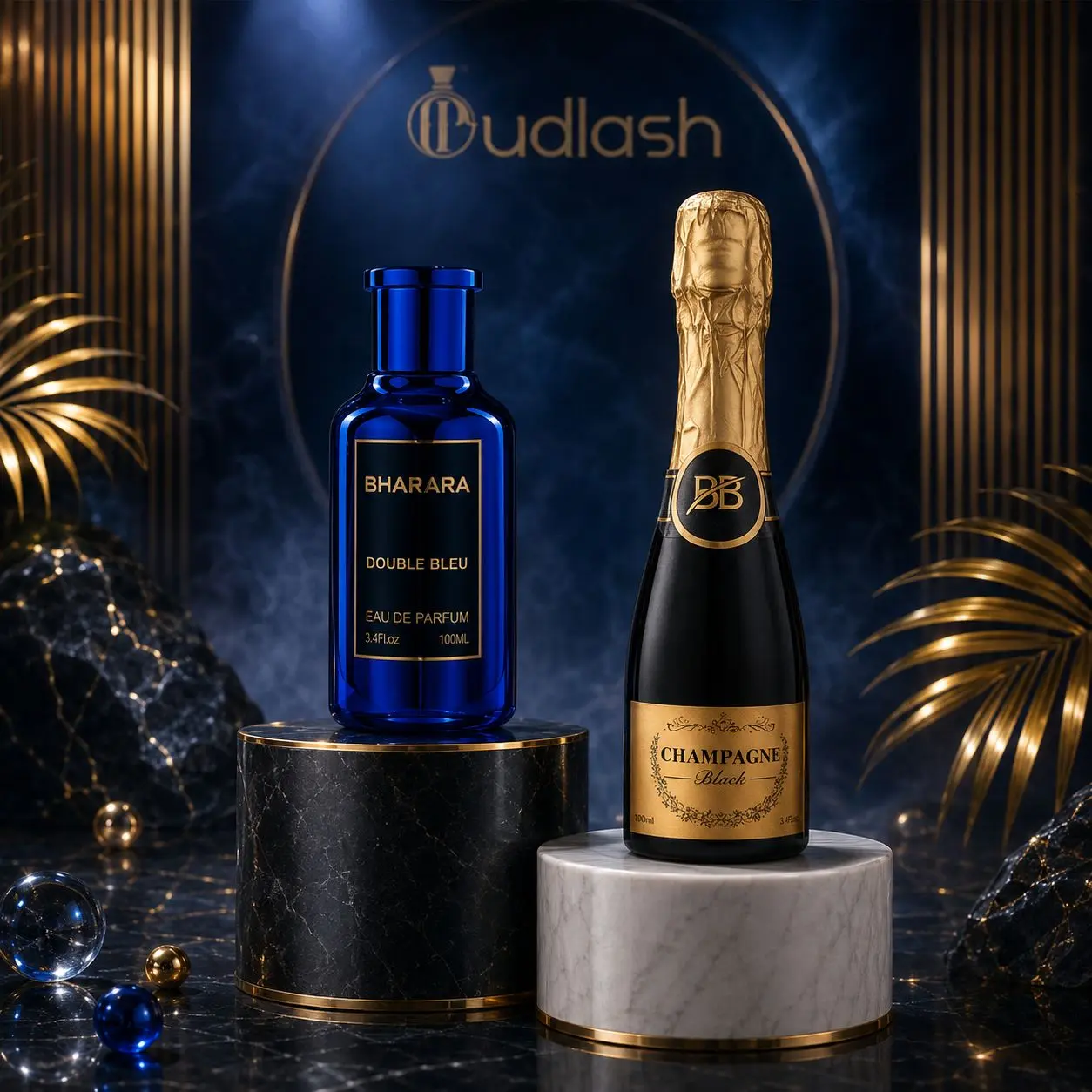 Bharara | Double Bleu + Champagne Black | Men's Fragrance | 100ML - 3.4 | Eau De Parfum | Grapefruit- Lemon, Pineapple