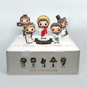 Jesus Figurines Set of 5 – Christian Gift Bundle,Cute Mini Desk Decor