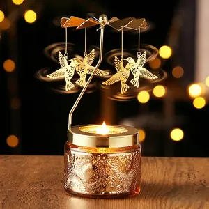 CURIMAMA Golden Hummingbird Thermal Scented Jar Candle, Heat Driven Metal Ornament Tabletop Decor, Aesthetic Bedroom Home Accessory, Holiday Birthday Anniversary Gift for Women Candle Lovers farewell unique