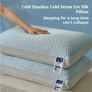 TikTok Viral Ice Silk Tofu Pillow - Cooling Hotel-Grade Pillow for Hot Nights, Ergonomic Support for Side/Back Sleepers, Hypoallergenic & Machine Washable (1 PACK) holiday  bedding luxury 5-star hotel quality luxurious hotel-quality pillow