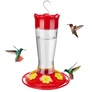 [SummerVibes]Kingsyard Hummingbird Season 2026 14 Oz Glass Feeder for Outdoors Hanging 6 Bee Guard Ports & Ant Moat Wild Bird Feeder for Garden Yard Patio Leak-Proof Design