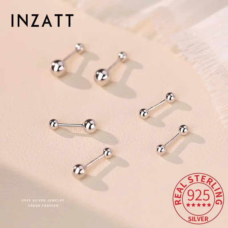 Real 925 Sterling Silve 3/4/5mm Bead Screw Mini Stud Earrings for Women Classic Fine Jewelry Ear Bones Accessories