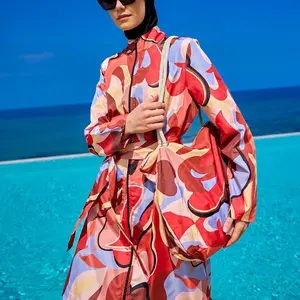 Black Full Coverage Modest Swimwear Set for Women R2515