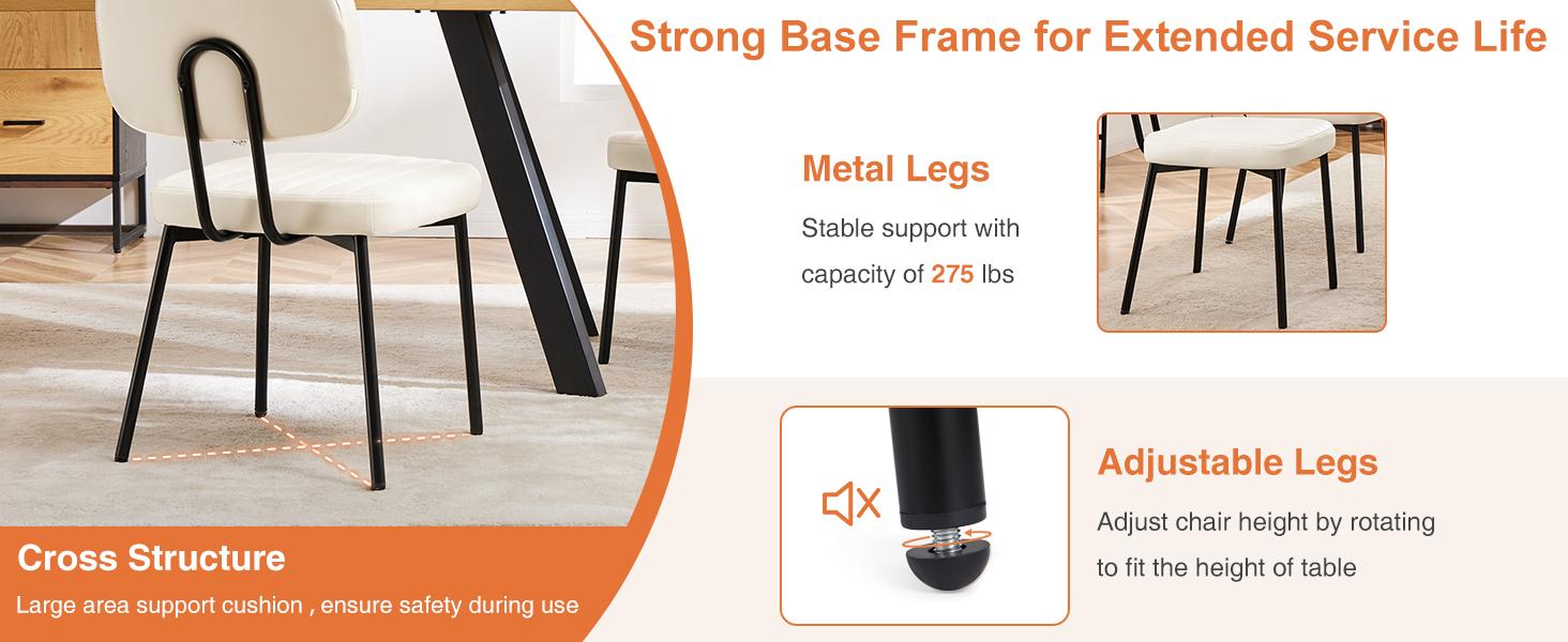 Sweet Furniture S Dining Chairs Set of 2, Upholstered Mid Century Modern Kitchen Dining Room Accent Chairs with Faux Leather Cushion Seat & Metal Legs