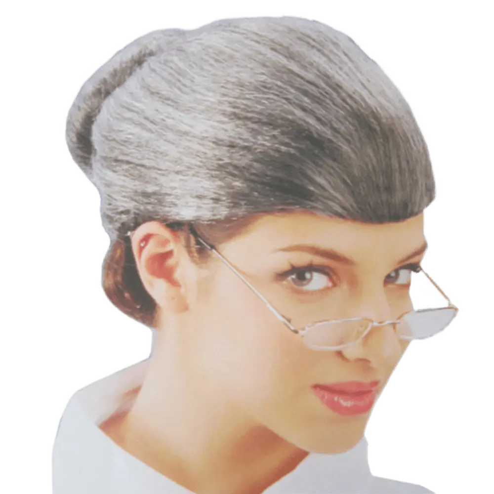 Granny Wig | Grandmother Hair Bun Wig for Women with Elastic Fit – Funny Halloween, Theme Party & Cosplay Dress Up Accessory - One Size fits Most
