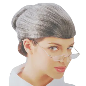 Granny Wig | Grandmother Hair Bun Wig for Women with Elastic Fit – Funny Halloween, Theme Party & Cosplay Dress Up Accessory - One Size fits Most