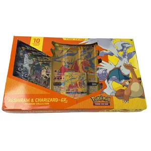 【Card Lobby】Pokemon TCG Reshiram & Charizard-GX Premium Collection English Box, 10 Booster Packs with Visible Evolving Skies, Gold Foil Promo & Oversized Display Card