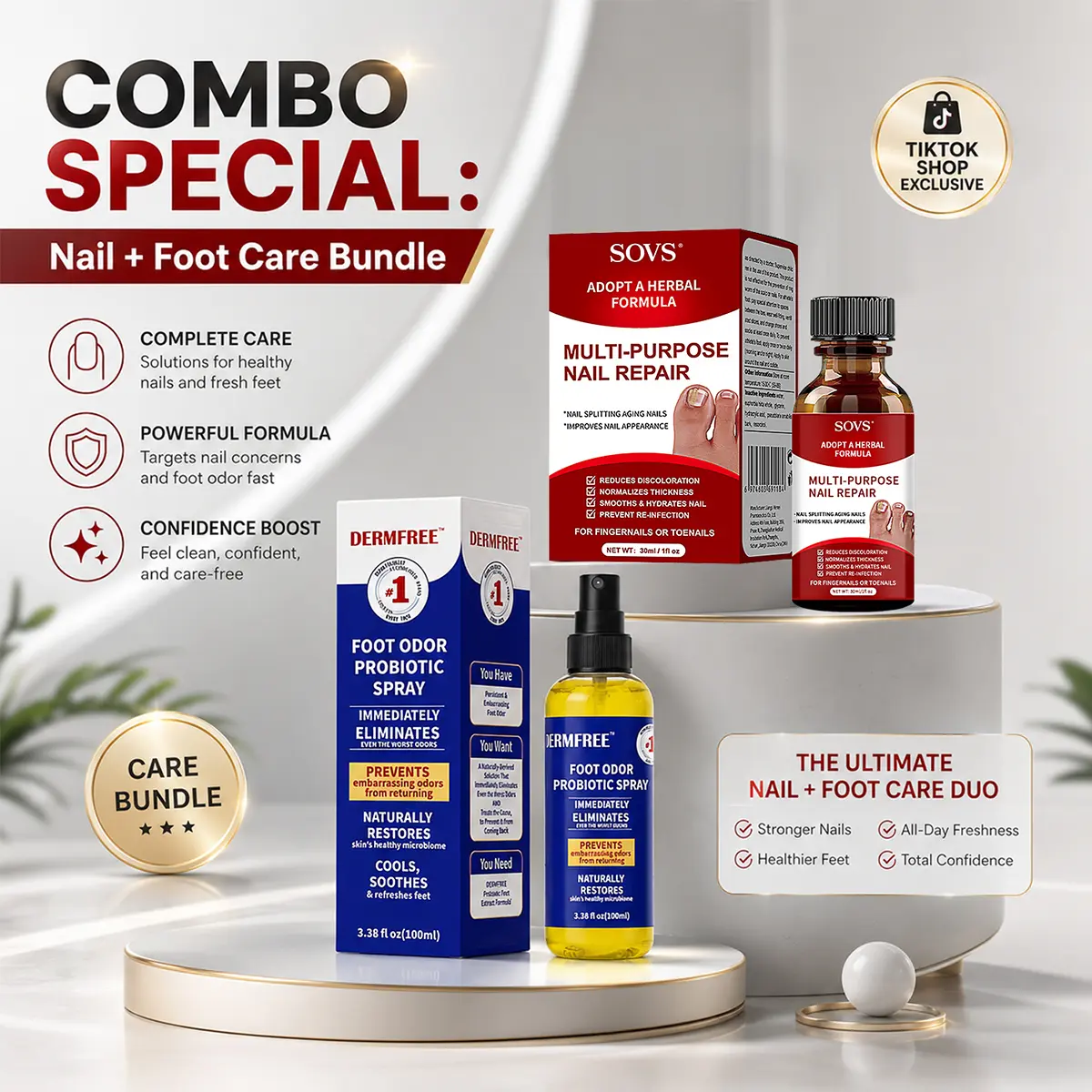 Combo Special:  Nail + Foot Care Bundle– Multi-Purpose Nail Repair & Foot Odor Probiotic Spray Combo - 15ml /30ml Upgraded Safe Formula for Full Course Nail Restoration ，#DealsForYouDays