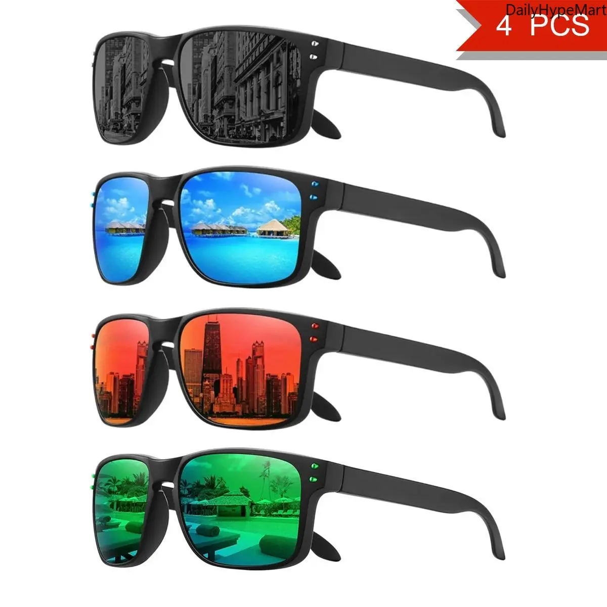 4-Pack Unisex Fashionable Sunglasses with Polarized UV400 Lenses, Lightweight TR Frames for Everyday Wear, Driving & Fishing, Daily, Polarized Lens