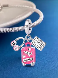 1Pc New Design Headphones Luggage Beaded Charm DIY Jewelry Making Kit for Bracelet Creative Craft Materials Holiday Gift Pendant Women Birthday Gift Daily Wear Accessories Charms For Bracelets