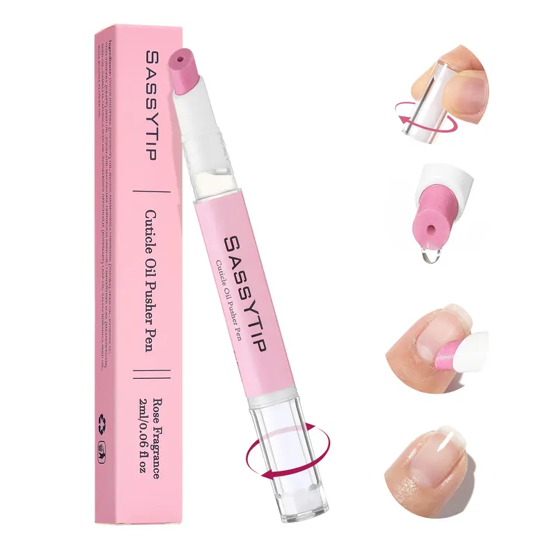 SASSYTIP 3.0 Hollow Design Ceramic Cuticle Remover Pen - Vegan Lavender & Jojoba Oil Infused Formula, Travel-Friendly Easy-Grip Body, Home DIY Manicure Nail Prep Tool, Natural Nail Pedicure Tool for Shaping & Pushing