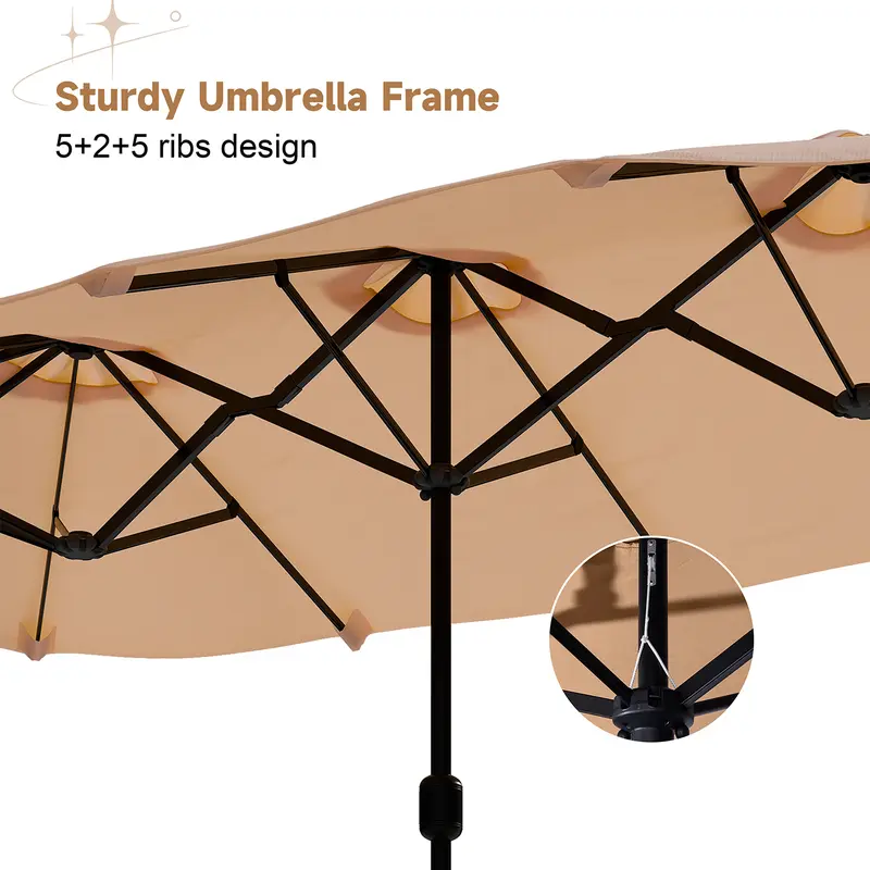 ShadeSpan sturdy 5+2+5 rib umbrella frame detail